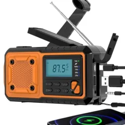 Beredskabsplaner^Nødradio 4000mAh - AM/FM/SW håndsvinget radio med solceller USB, lommelygte, læselampe, SOS-alarm, velegnet til camping, vandreture og nødberedskab. | CDON