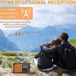 Beredskabsplaner^Nødradio 4000mAh - AM/FM/SW håndsvinget radio med solceller USB, lommelygte, læselampe, SOS-alarm, velegnet til camping, vandreture og nødberedskab. | CDON
