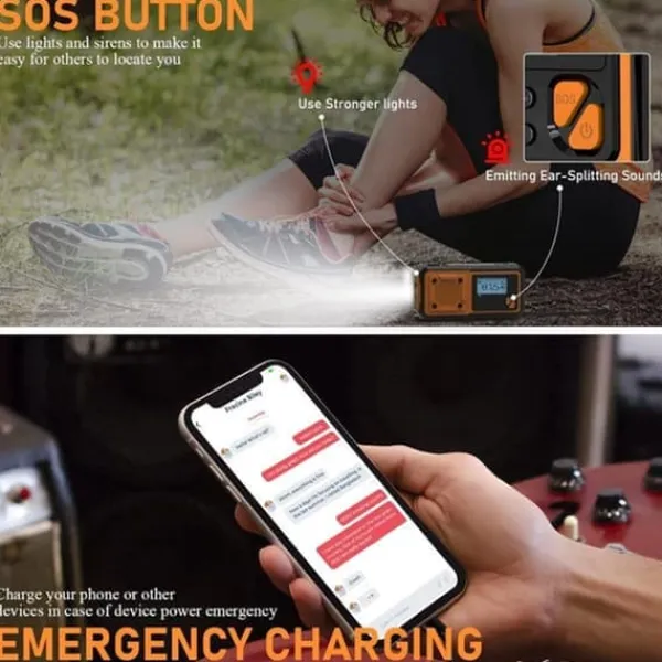 Beredskabsplaner^Nødradio 4000mAh - AM/FM/SW håndsvinget radio med solceller USB, lommelygte, læselampe, SOS-alarm, velegnet til camping, vandreture og nødberedskab. | CDON