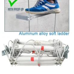Beredskabsplaner^Nødsituation brandstige, 5m længde, 200kg belastningskapacitet, 2,35kg vægt, aluminiumlegering, kompakt design