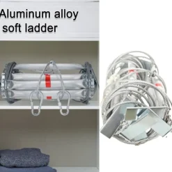 Beredskabsplaner^Nødsituation brandstige, 5m længde, 200kg belastningskapacitet, 2,35kg vægt, aluminiumlegering, kompakt design