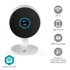 Sikkerhedsmonitorer & Videokameraer^Nedis SmartLife Indendørs Kamera | 3MP Full HD 1296p | Cloud Storage (mulighed) / microSD (ikke inkluderet) / Onvif | Med bevægelsessensor | Nattesyn | CDON