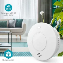 Røg- & Kulmonoxiddetektorer^Nedis SmartLife Røgalarm | Batteri | Sensorlevetid: 10 År | EN 14604 | Maks. batteritid: 120 Måned | 85 dB | Hvid | 1 stk