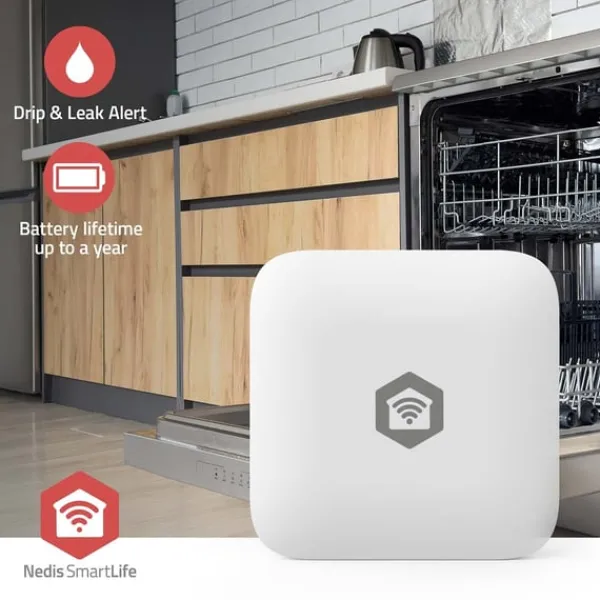 Discount Nedis SmartLife Vand Detektor | Zigbee 3.0 | Batteri | Maks. batteritid: 12 Måned | Hvid Lækagedetektorer
