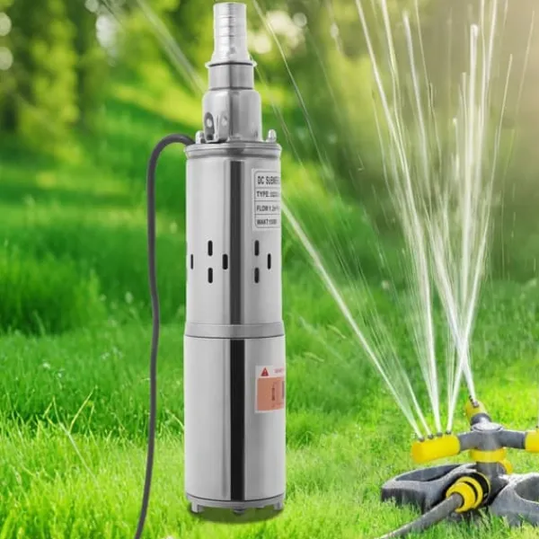 New Nedsænkelig dybbrøndspumpe - 12V solpumpe - 180 W - Løftehøjde 30 m - Rustfrit stål - Vanding & have - EU-stik Vanding