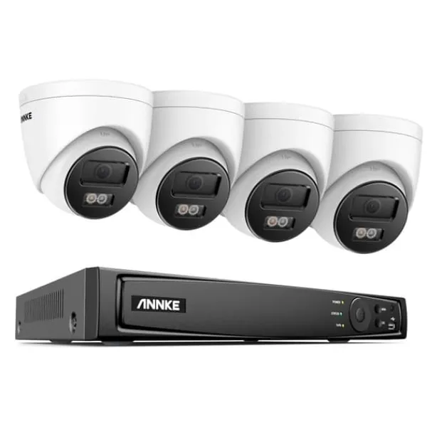 Sikkerhedsmonitorer & Videokameraer^Netværk Video Sikkerhedssystem, 8MP Ultra HD Opløsning, H.265+ Video Komprimering,8CH NVR 4 stk. Kamera-a, Ingen
