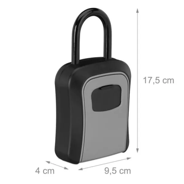 Pengeskabe^Nøgleskab, 17,5x9,5x4 cm, grå og sort