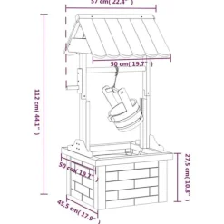 Springvand & Damme^Ønskebrønd fontæne med elektrisk pumpe - Massivt fyrretræ | Størrelse: 57x50x112 cm