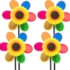 Vinddekoration^OBOSOE 4 stk Havepinde - Glitter Solsikke Vindklokke, Plastik Regnbue Vindhjul, DIY Vindmølle til Have, Altan & Udendørs Dekoration