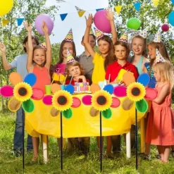 Vinddekoration^OBOSOE 4 stk Havepinde - Glitter Solsikke Vindklokke, Plastik Regnbue Vindhjul, DIY Vindmølle til Have, Altan & Udendørs Dekoration