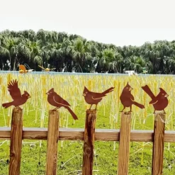 Discount OBOSOE 5 stk Rust Bird Detaljer – Metal Havedekoration, Udendørs Ornamenter & Stor Havekunst | Perfekt gave Havedekorationer
