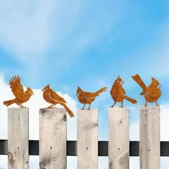 Discount OBOSOE 5 stk Rust Bird Detaljer – Metal Havedekoration, Udendørs Ornamenter & Stor Havekunst | Perfekt gave Havedekorationer