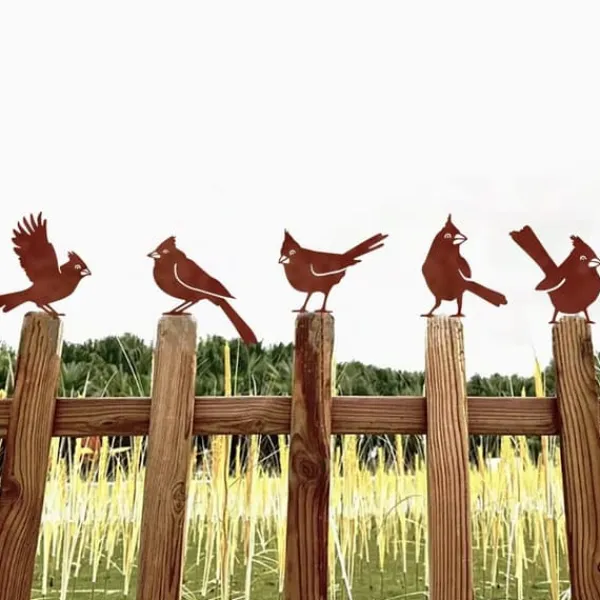 Discount OBOSOE 5 stk Rust Bird Detaljer – Metal Havedekoration, Udendørs Ornamenter & Stor Havekunst | Perfekt gave Havedekorationer
