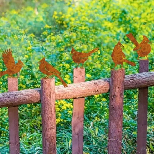 Discount OBOSOE 5 stk Rust Bird Detaljer – Metal Havedekoration, Udendørs Ornamenter & Stor Havekunst | Perfekt gave Havedekorationer