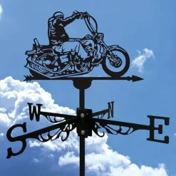 Vinddekoration^OBOSOE 1 vintage vindretningsindikator, metallkontur af motorcyklister, vindretningsindikator, gårdhave tag, terrasse, græsplæne, gårdhave dekoration | CDON