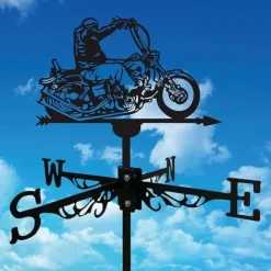 Vinddekoration^OBOSOE 1 vintage vindretningsindikator, metallkontur af motorcyklister, vindretningsindikator, gårdhave tag, terrasse, græsplæne, gårdhave dekoration | CDON