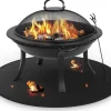 Tilbehør Til Brændeovne & Pejse^OBOSOE bålmåtte til solo-komfurbål – 60 cm rund grillmåtte, brandsikker, vandafvisende og olieafvisende