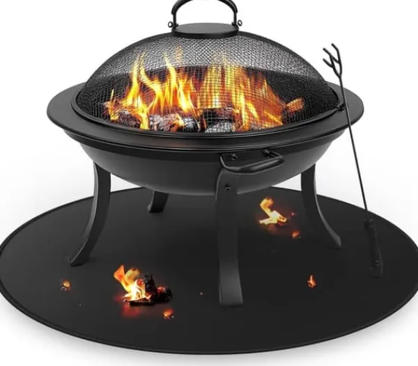 Tilbehør Til Brændeovne & Pejse^OBOSOE bålmåtte til solo-komfurbål – 60 cm rund grillmåtte, brandsikker, vandafvisende og olieafvisende