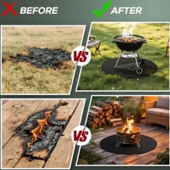 Tilbehør Til Brændeovne & Pejse^OBOSOE bålmåtte til solo-komfurbål – 60 cm rund grillmåtte, brandsikker, vandafvisende og olieafvisende