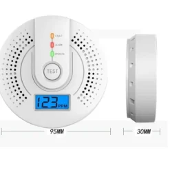 Røg- & Kulmonoxiddetektorer^OBOSOE bærbar kuliltedetektor – Digital LCD-skærm og hørbar alarm, rejsealarm, hvid