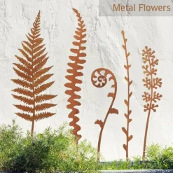 OBOSOE dekorative metalhavestøtter - Bregneplantestøtte metalblomster til udendørs havedekoration Havedekorationer