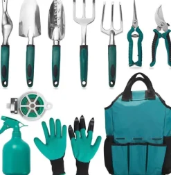 Online OBOSOE 11-delt haveværktøjssæt i aluminium – robust haveredskab med ergonomisk greb Haveværktøj