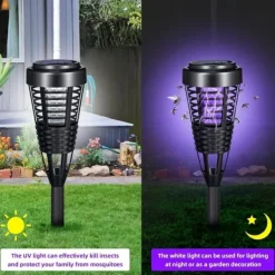 Insektmiddel & Dyreafvisende Middel^OBOSOE elektrisk myggedræber/insektdræber 4-pak – soldrevet og vandtæt myggefælde fluefægte til udendørs