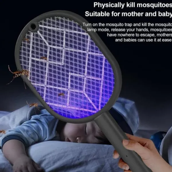 Clearance OBOSOE elektrisk myggeketcher, fluesmækker ketcher genopladelig bug zapper ketcher myggefælde lys genopladelig myggefælde lys Fluesmækkere