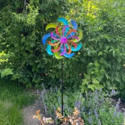 OBOSOE Farverig Vindklokke 124 x 30 cm – Roterende Vindmølle Havedekoration Vindmølle Vinddekoration