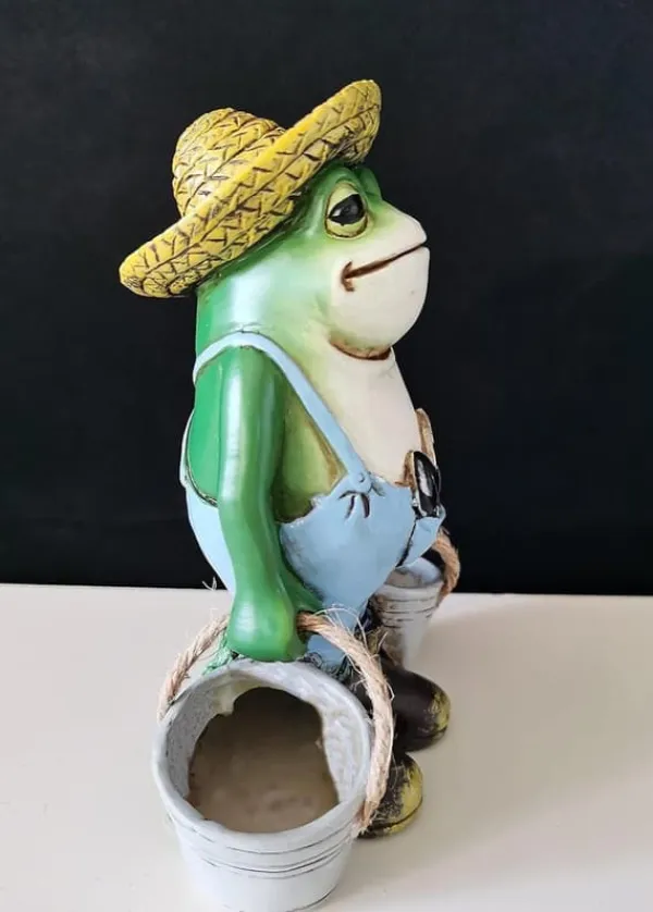 Havedekorationer^OBOSOE Frøstatue til Havedekoration - Antik Holding Blomsterpotter Til Gårdsdekoration - Dyr Samlerobjekt og Installerbar Håndværksharpiks