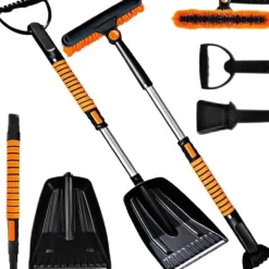 Snerydning^OBOSOE 5-i-1 Car Snow Brush – Bil-isskraber med pensel, lakeringsvenlig, ideel til SUV, lastbil og forrude