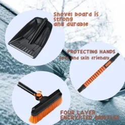 Snerydning^OBOSOE 5-i-1 Car Snow Brush – Bil-isskraber med pensel, lakeringsvenlig, ideel til SUV, lastbil og forrude