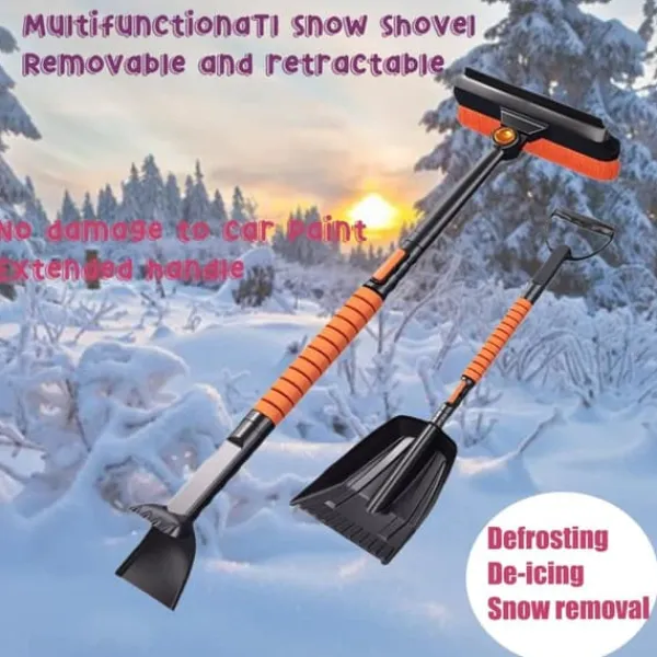 Snerydning^OBOSOE 5-i-1 Car Snow Brush – Bil-isskraber med pensel, lakeringsvenlig, ideel til SUV, lastbil og forrude