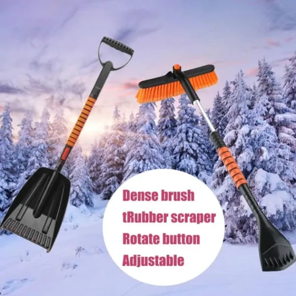Snerydning^OBOSOE 5-i-1 Car Snow Brush – Bil-isskraber med pensel, lakeringsvenlig, ideel til SUV, lastbil og forrude