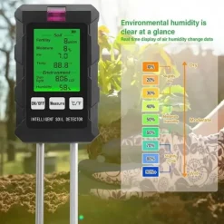 Jord & Sand^OBOSOE 6-i-1 digital jordtester – LCD-skærm med baggrundsbelysning, måler fugtighed, pH, temperatur, sollys, fugtighed, næringsstoffer