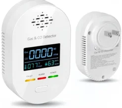 Røg- & Kulmonoxiddetektorer^OBOSOE 4-i-1 gas- og kuliltedetektor med temperatur- og fugtighedsdisplay – vægstik og bærbar til hjemmet, rejser, campingvogne