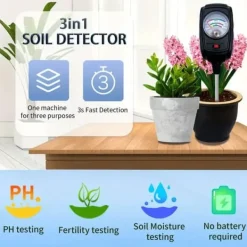 OBOSOE 3-i-1 jordtester – måler fugt, næringsstoffer og jordens pH | Have, Græsplæne, Indendørs Planter | Batterifri Jord & Sand