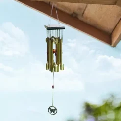 OBOSOE kobber sommerfugletræ og aluminium vindklokke 26 tommer – perfekt til terrasse og altan Vinddekoration