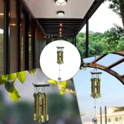 OBOSOE kobber sommerfugletræ og aluminium vindklokke 26 tommer – perfekt til terrasse og altan Vinddekoration