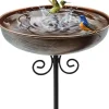 Til Fugle & Småvildt^OBOSOE lille metalfuglebad til udendørs, 25 cm skål med stativ – fuglebad i rustfrit stål til have, græsplæne, terrasse – 1,5 liters kapacitet