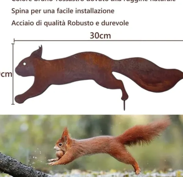 Havedekorationer^OBOSOE Metal Egern 30 cm – Rusty Iron Art til havedekoration og terrasseindretning