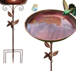 Til Fugle & Småvildt^OBOSOE Metal Fuglebad 76 cm – Stabil 5-delt base og aftagelig stang, vintage design til have, terrasse og græsplæne