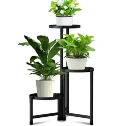 Hot OBOSOE Metal Plant Rack 3-Level – Urtepottehylde til indendørs og udendørs (balkon, stue, kontor) Plantestativer