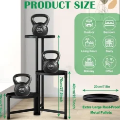 Hot OBOSOE Metal Plant Rack 3-Level – Urtepottehylde til indendørs og udendørs (balkon, stue, kontor) Plantestativer