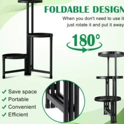 Hot OBOSOE Metal Plant Rack 3-Level – Urtepottehylde til indendørs og udendørs (balkon, stue, kontor) Plantestativer