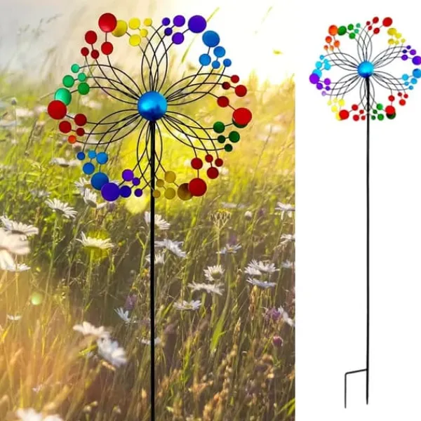 Vinddekoration^OBOSOE Metal Wind Chime – 3D Kinetisk Roterende Vindmølle til Have, Altan & Terrasse, Batterifri
