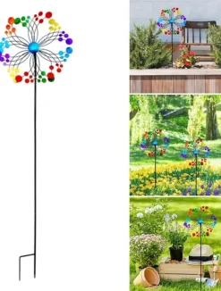 Vinddekoration^OBOSOE Metal Wind Chime – 3D Kinetisk Roterende Vindmølle til Have, Altan & Terrasse, Batterifri