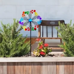 Vinddekoration^OBOSOE Metal Wind Chime – 3D Kinetisk Roterende Vindmølle til Have, Altan & Terrasse, Batterifri