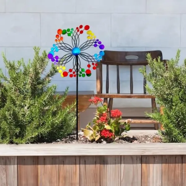 Vinddekoration^OBOSOE Metal Wind Chime – 3D Kinetisk Roterende Vindmølle til Have, Altan & Terrasse, Batterifri