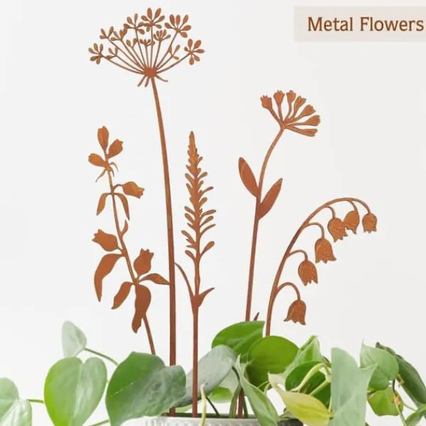 Havedekorationer^OBOSOE metalblomster til udendørs brug – dekorative havepinde og blomsterbeddekoration